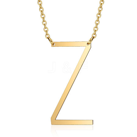 201 Stainless Steel Initial Pendants Necklaces NJEW-S069-JN004D-Z-1