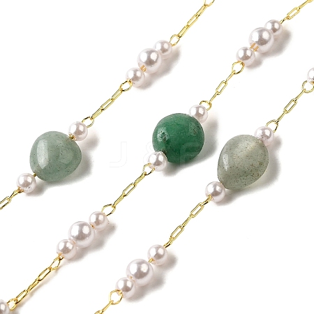 Handmade Natural Green Aventurine Nuggets Beaded Chains CHC-F020-03G-01-1