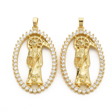 Brass Micro Pave Cubic Zirconia Pendants KK-Q252-079-NF-1