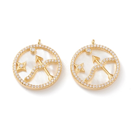 Real 18K Gold Plated Brass Micro Pave Clear Cubic Zirconia Pendants ZIRC-J039-14G-K-1