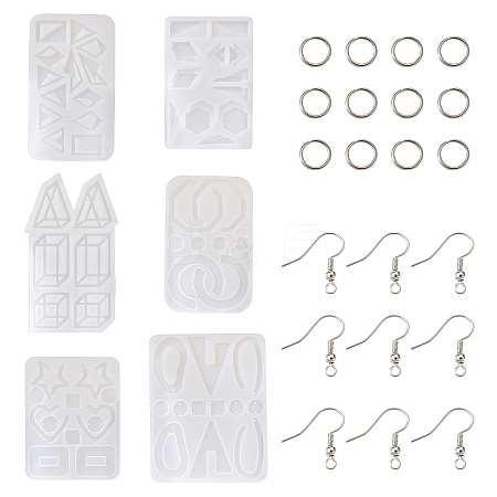6Pcs DIY Geometry Earrings Silicone Resin Casting Molds DIY-CD0001-27-1
