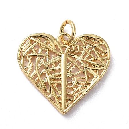 Brass Filigree Pendants ZIRC-G160-43G-1