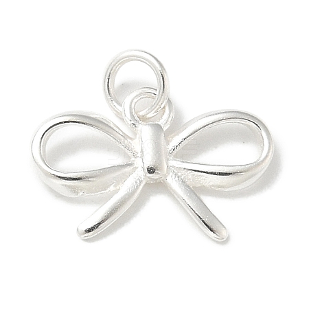 925 Sterling Sliver Bowknot Charms with Jump Rings and 925 Stamp STER-R002-01S-1