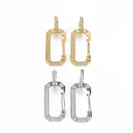 Brass Micro Pave Cubic Zirconia Huggie Hoop Earrings EJEW-Q023-004-NR-1