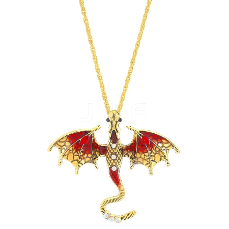 Alloy Enamel Dragon Pendant Necklaces NJEW-V005-01AG-01-1