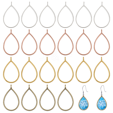 CHGCRAFT 64Pcs 4 Colors Alloy Open Back Bezel Teardrop Pendants FIND-CA0008-81-1