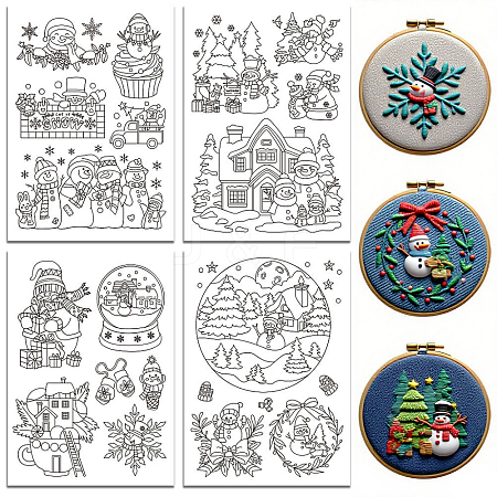 4 Sheets 11.6x8.2 Inch Stick and Stitch Embroidery Patterns DIY-WH0455-237-1