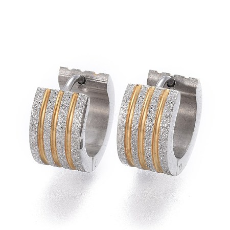 Textured 304 Stainless Steel Huggie Hoop Earrings EJEW-L252-014GP-1