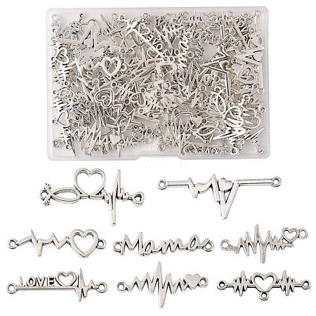 80Pcs 8 Styles Alloy Heartbeat Links Connectors Charms FIND-FS0004-72-1