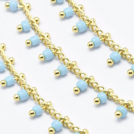 3.28 Feet Handmade Glass Beaded Chains X-CHC-I026-H-01G-1
