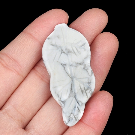 Natural Howlite Carved Healing Leaf Stone PW-WG31545-13-1
