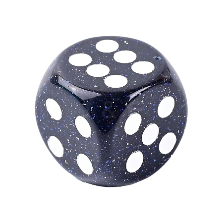 Synthetic Blue Goldstone Carved Cube Dice PW-WGD9A2F-12-1