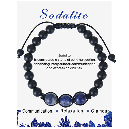 Natural Sodalite Beaded Bracelet with 3 Pcs 8mm Matte Stone ZJ6492-17-1