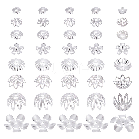 240Pcs 8 styles Stainless Steel Fancy Bead Caps STAS-PH0006-65-1