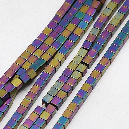 Electroplate Non-magnetic Synthetic Hematite Beads Strands G-J170B-4x4mm-04-1