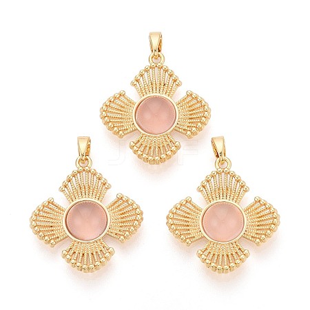 Natural Pink Agate(Dyed & Heated) Pendants KK-N287-07G-01-1