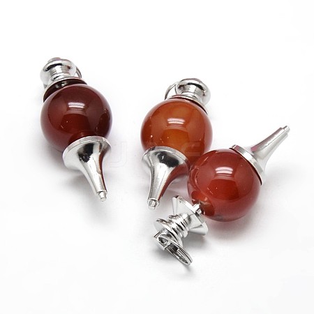 Platinum Tone Zinc Alloy Natural Red Agate Pendants G-F228-47H-FF-1