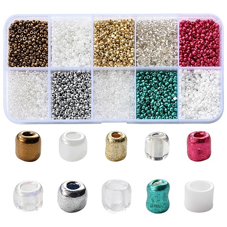 100G 10 Colors Glass Seed Beads SEED-YW0002-89D-1