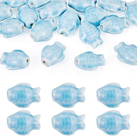 18Pcs Handmade Porcelain Beads Strands PORC-TADJ0001-04B-1