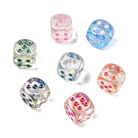 UV Plating Transparent Acrylic Beads OACR-H054-13-1