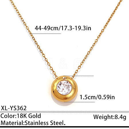 304 Stainless Steel Pave Clear Cubic Zirconia Geometric Pendant Necklaces for Women WGD0538-05-1