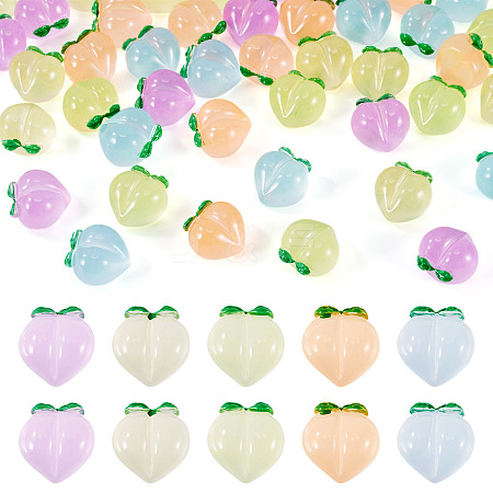 50Pcs 5 Colors Luminous Translucent Resin Decoden Cabochons RESI-TA0004-34-1