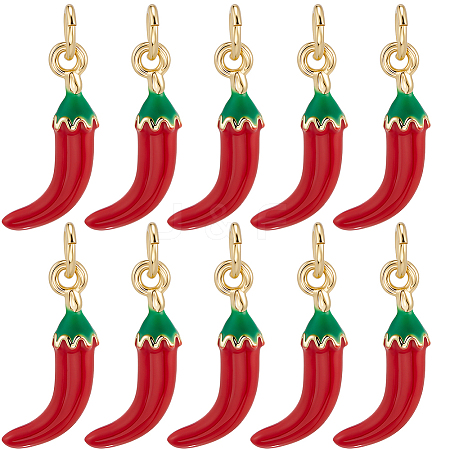 10Pcs Brass Enamel Pendants KK-BBC0019-48B-1
