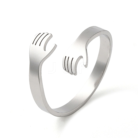 Non-Tarnish 304 Stainless Steel Cuff Rings RJEW-G299-04P-1