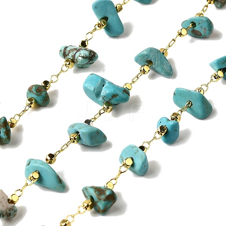 Handmade Synthetic Turquoise Chip Beaded Chains CHC-F020-10G-05-1