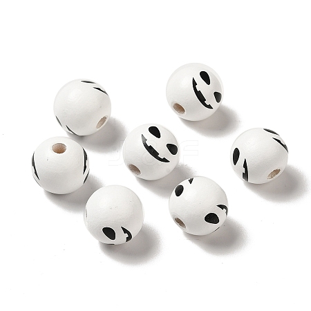 Printed Round Wood European Beads X1-WOOD-M006-02-1