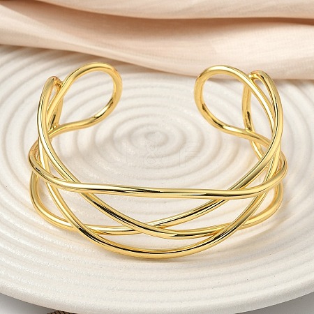 Brass Cuff Bangles for Women BJEW-F513-06G-1