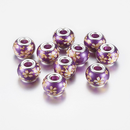 Large Hole Rondelle Glass European Beads GPDL-P004-06-1