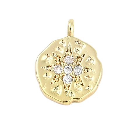 Rack Plating Brass with Cubic Zirconia Pendants KK-Q018-02G-1