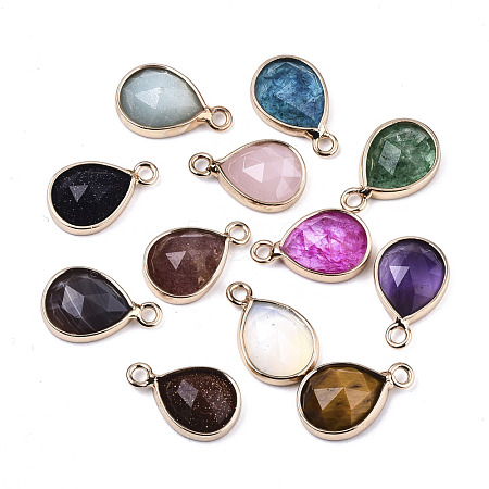 Natural & Synthetic Mixed Gemstone/Glass Charms G-N326-50-1