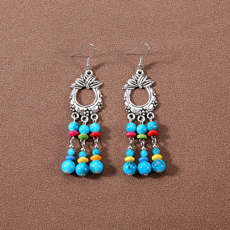 Bohemian tassel turquoise earrings JU8957-27-1