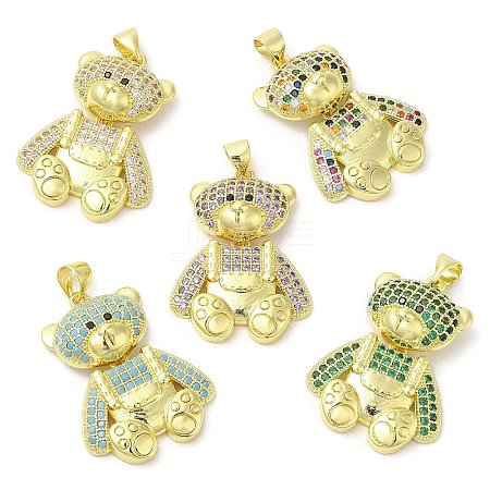 Brass with Cubic Zirconia Pendants KK-K340-01G-1