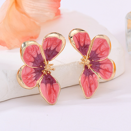 Zinc Alloy Enamel Stud Earrings for Women TW5605-1-1