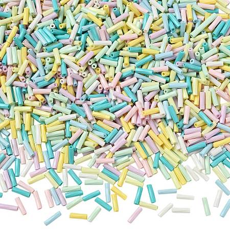 50G Baking Paint Glass Twisted Bugle Beads GLAA-SZ0002-06-1