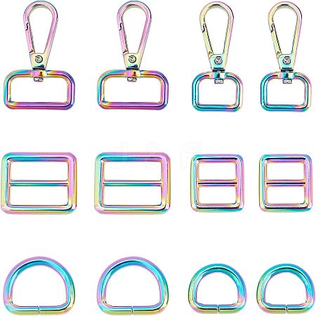 SUPERFINDINGS 12Pcs Zinc Alloy Adjustable Buckle& Swivel Clasps FIND-FH0003-62-1