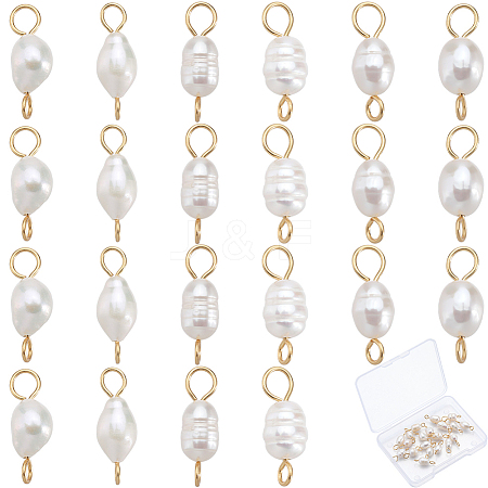 Natural Cultured Freshwater Pearl Potato Connector Charms PALLOY-SC00014-1