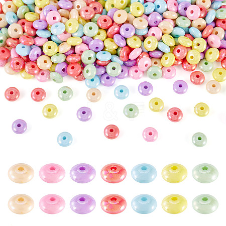 350Pcs 7 Colors UV Plating Opaque Acrylic Beads MACR-TA0002-31-1