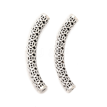 Tibetan Style Alloy Hollow Coin Curved Tube Beads FIND-Z063-33AS-1