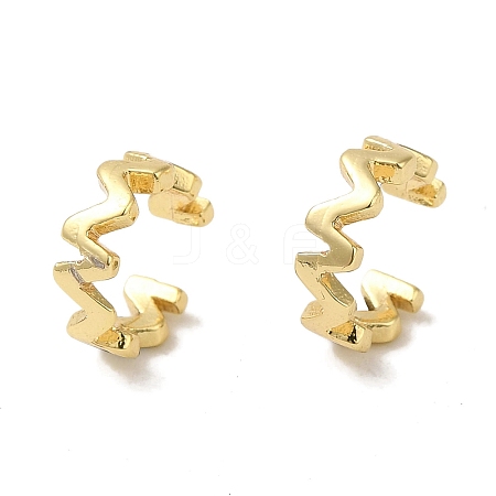 Wavy Brass Cuff Earrings for Women EJEW-C097-05G-01-1