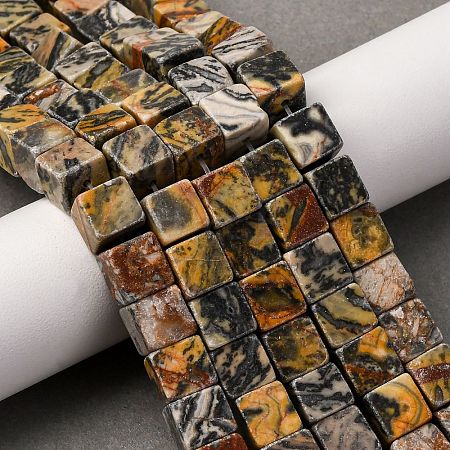 Natural Map Stone Beads Strands G-T139-8x8-45B-1