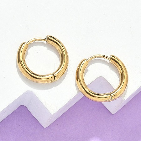Ion Plating(IP) 304 Stainless Steel Huggie Hoop Earrings EJEW-F111B-16mm-G-1
