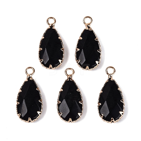 Natural Obsidian Faceted Pendants G-Q606-104G-01-1