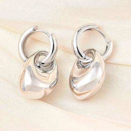 Nuggets Brass Hoop Earrings for Women EJEW-U057-06B-02P-1