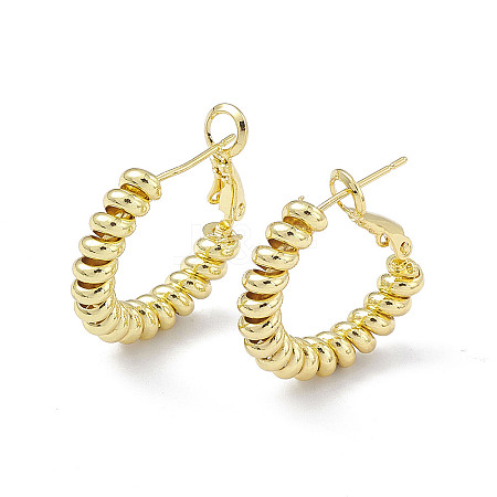 Brass Wire Wrap Spiral Hoop Earrings for Women EJEW-P215-01G-1