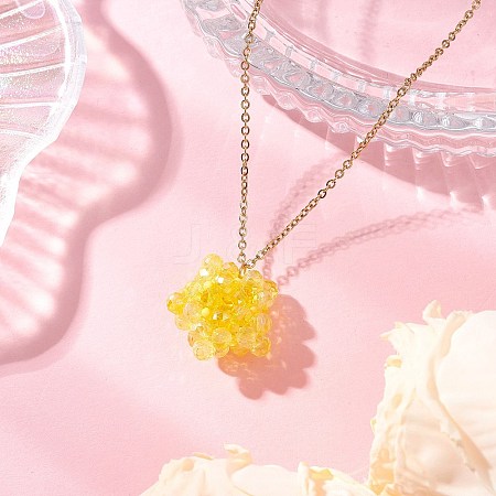 Handmade Glass Seed Beaded Star Pendant 304 Stainless Steel Cable Chain Necklaces for Women NJEW-MZ00118-03-1