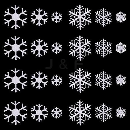 24Pcs 6 Styles Cloth Snowflake Self-adhesion Embroidery Sew on Appliques PATC-MA0001-11-1